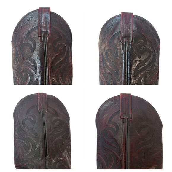 Dan Post Vintage Burgandy Maroon Leather Cowboy Boots 9.5 Western Roper - Picture 10 of 16